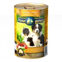 Корм для собак Верные друзья 415гр ПАШТЕТдля щенков курица/печень