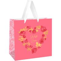 Пакет подарочный 20*20*10см "Love" матовая ламинация MESHU/Рельеф