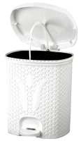 Ведро 11л Плетенка для мусора с педалью белый 020212