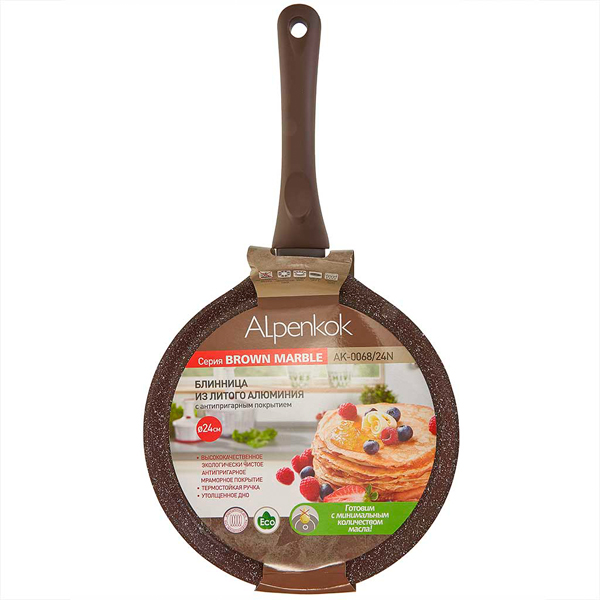 Сковорода блинная D24см Brown Marble антиприг.покрытие, инд.дно  AK-0068/24N /6шт/ Alpenkok