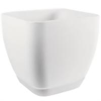 Кашпо 0,2л белый с под. (пласт+слюда) 102/7.5-1 /48шт/Mehrni