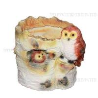 Пенек березовый с совой L16W13H15см 123187/К072