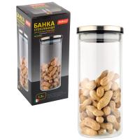 Банка д/сыпуч. прод. 1,3л OCEANO стеклянная с крышкой нерж. стали 004459 /24шт/Mallony