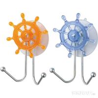 Крючок д/ванной двойной Штурвал на присоске металл 004717