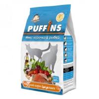 Корм для кошек Пуффинс 400г курочка/рыбка сухой