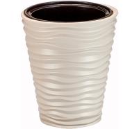 Кашпо ДЮНА 9/19,5л кремовый со вставкой М3401