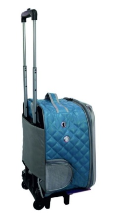 Рюкзак-переноска д/животн.панор.вид на колесах телеск.ручка 20x34x50см иск.кожа голубой/Рск15г/