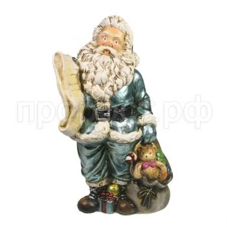 Санта со списком подарков(бирюзовый)L11W13H26см 713235/W083