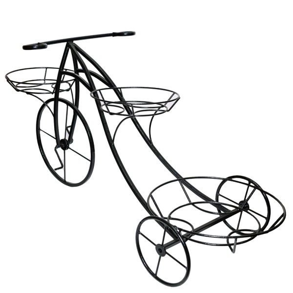 Подставка садовый декор ВЕЛОСИПЕД 3 горшка черный РЗДИ/1шт
